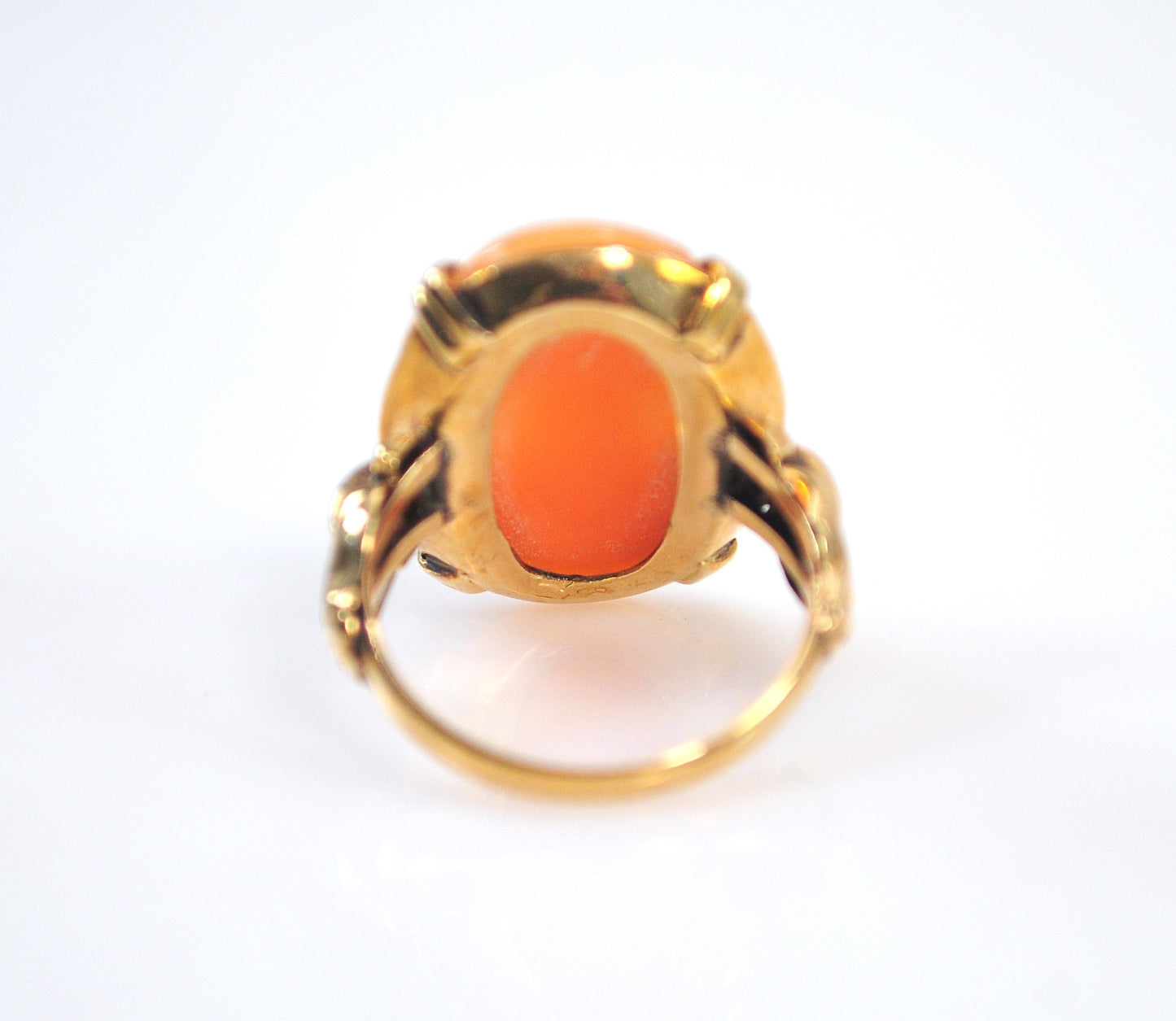 Vintage 14K Gold Carved Shell Cameo Ring, Size 4 1/2