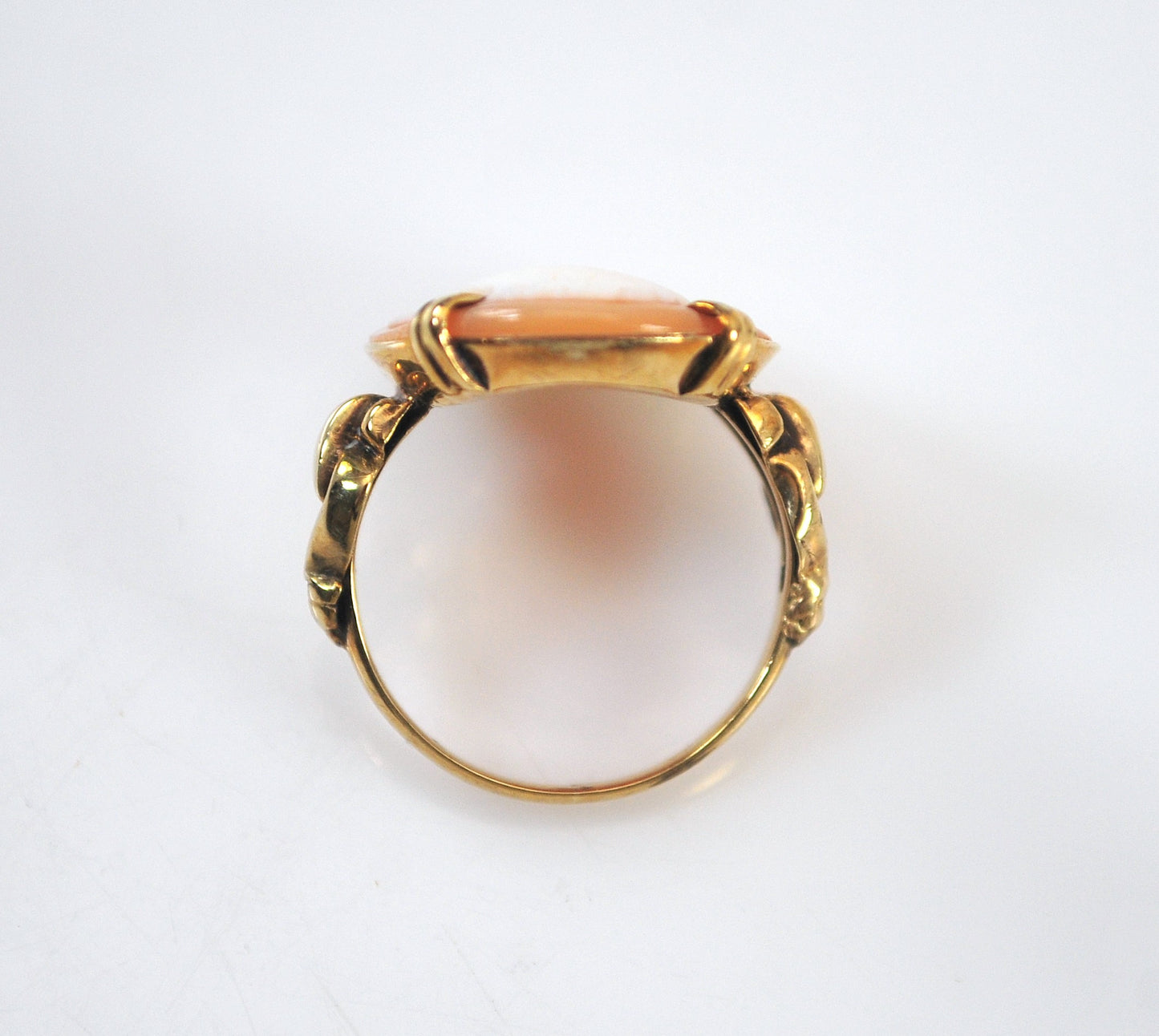 Vintage 14K Gold Carved Shell Cameo Ring, Size 4 1/2