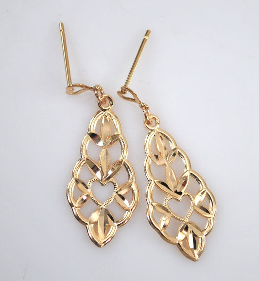 LIGHTWEIGHT Signed 14K Gold Filagree Earrings