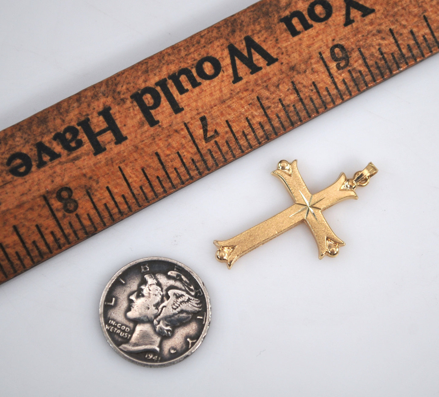14K Gold Fleuree Cross Pendant