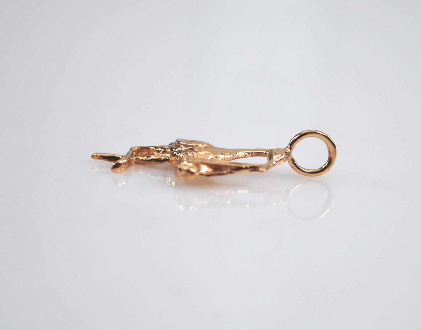 SMALL 14K Gold Stork with Baby Charm Pendant