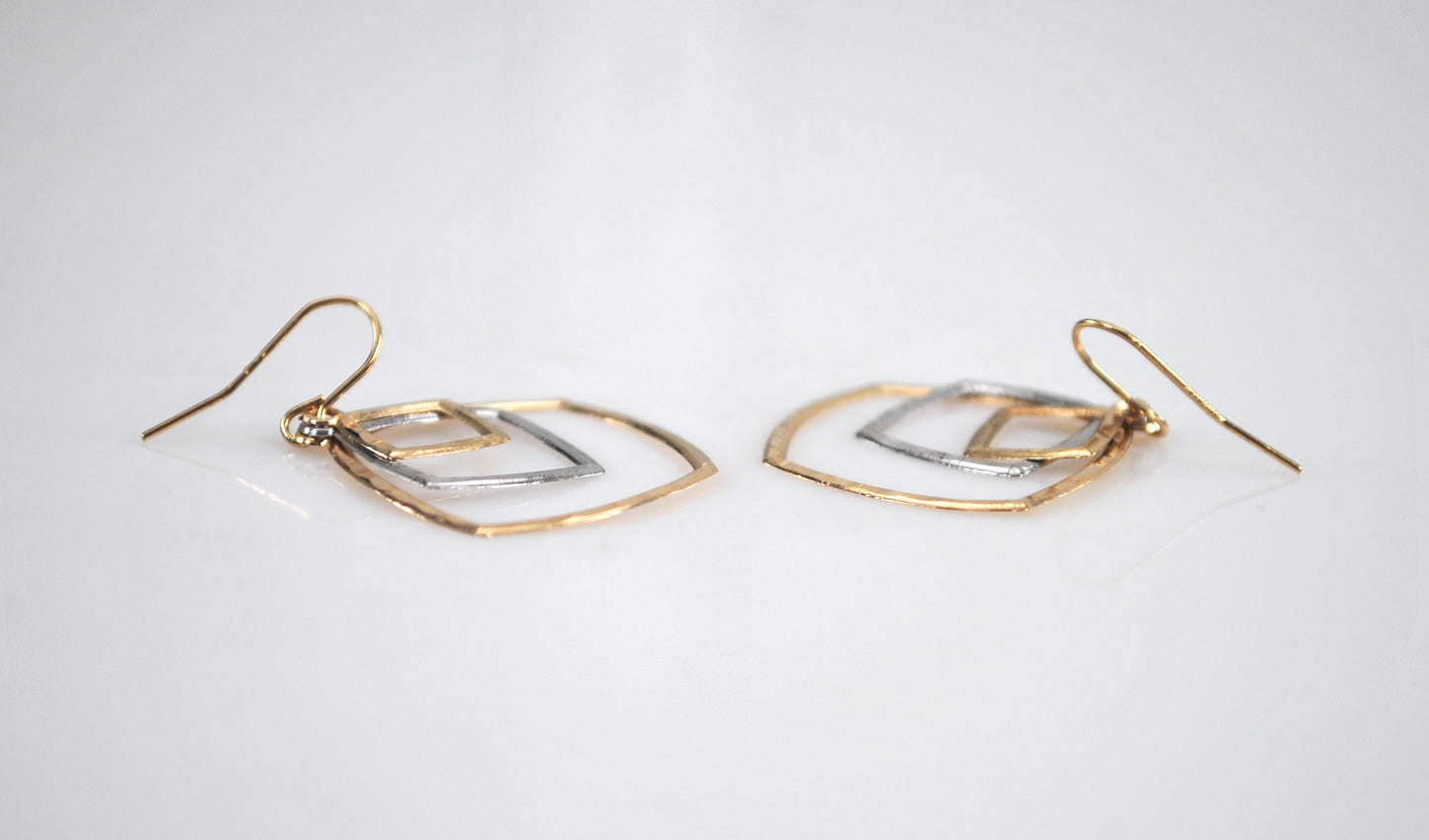 14K Gold Two Tone Concentric Earrings