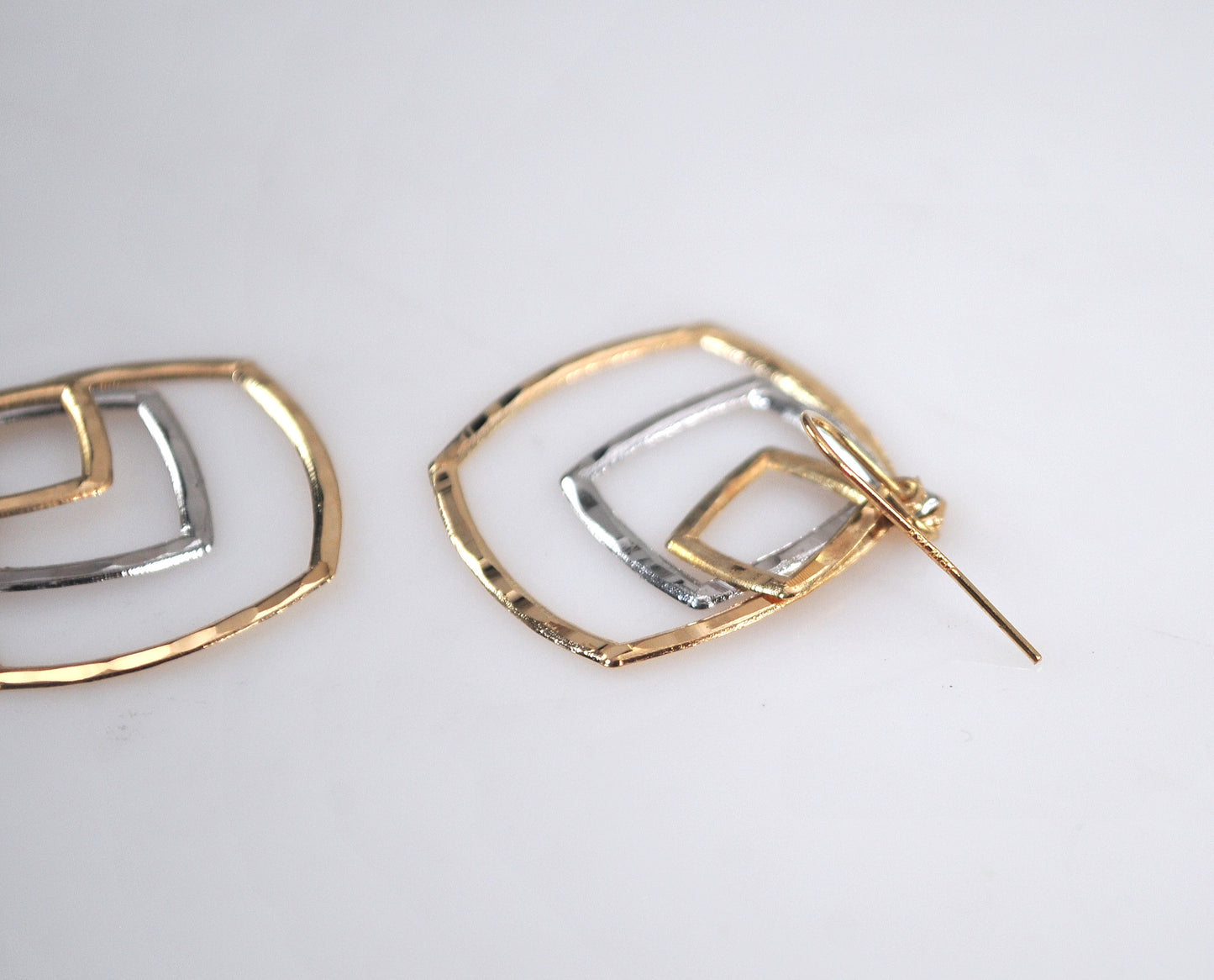 14K Gold Two Tone Concentric Earrings