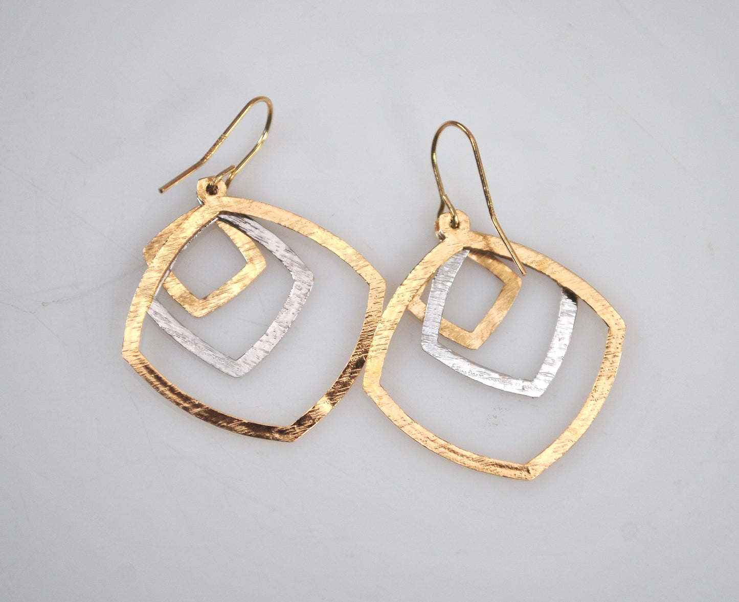 14K Gold Two Tone Concentric Earrings