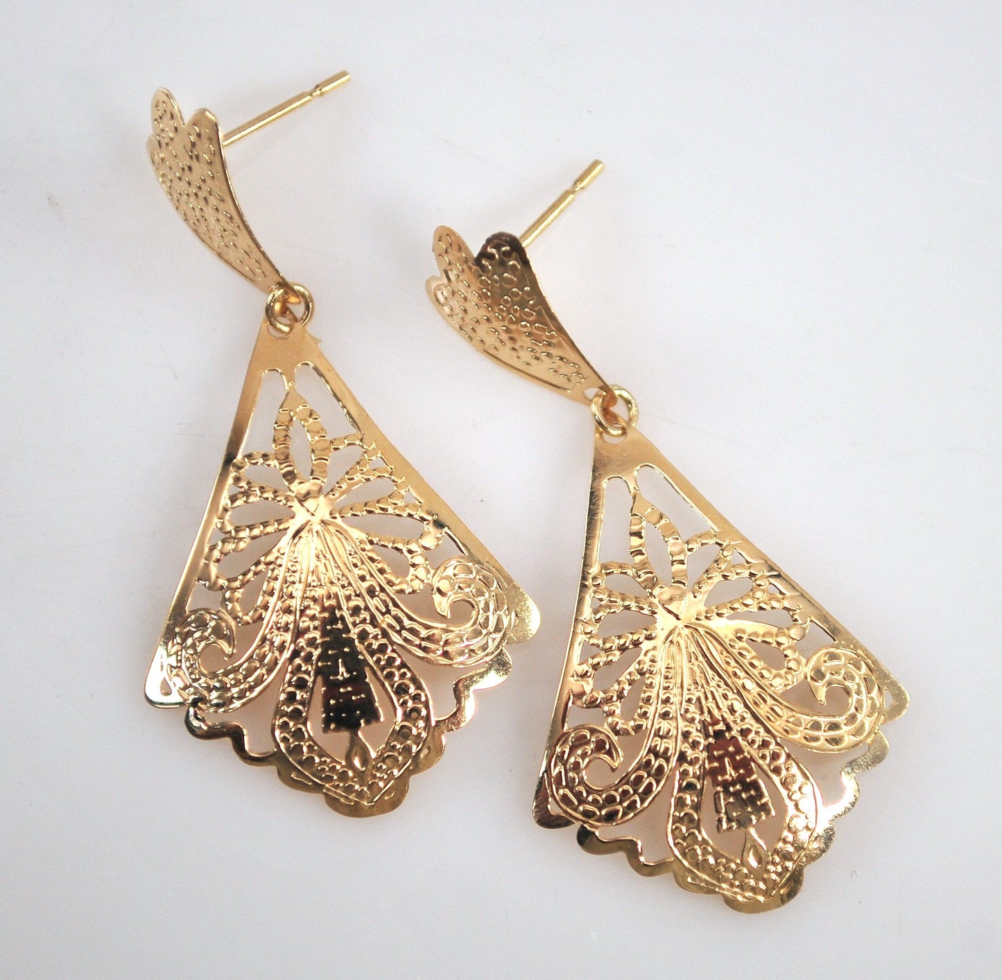Vintage JCM 14K Gold Filagree Earrings