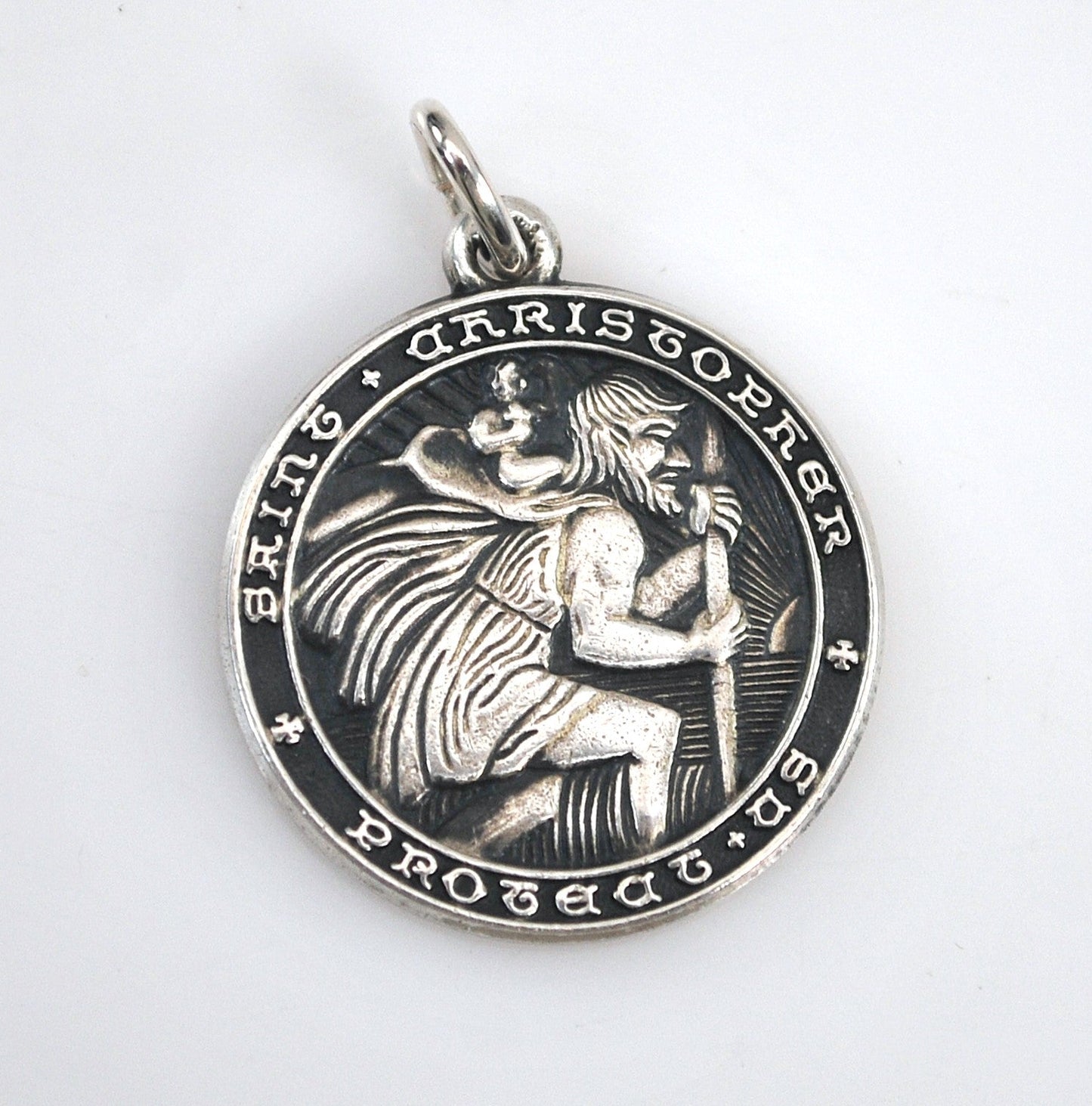 Vintage Sterling Silver Saint Christopher Medal Pendant