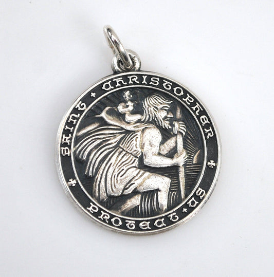 Vintage Sterling Silver Saint Christopher Medal Pendant