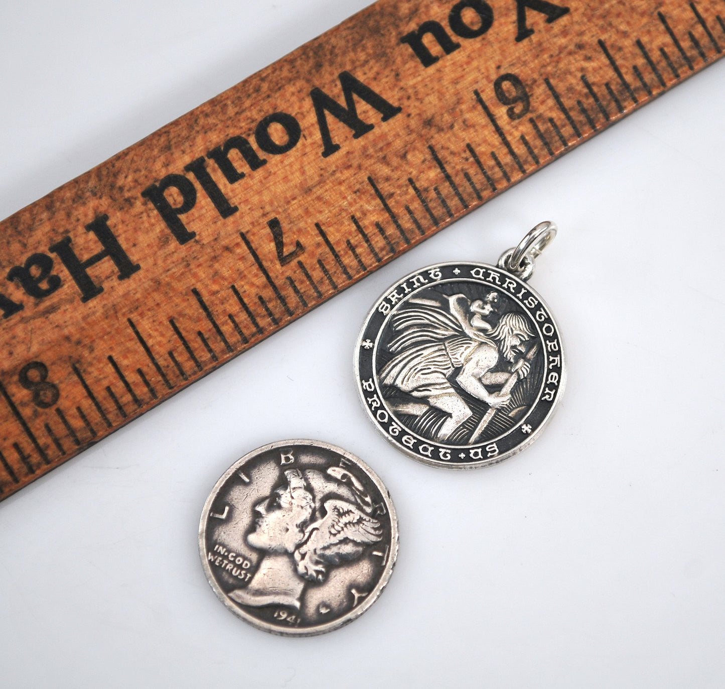 Vintage Sterling Silver Saint Christopher Medal Pendant