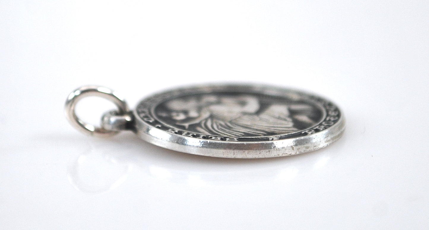 Vintage Sterling Silver Saint Christopher Medal Pendant