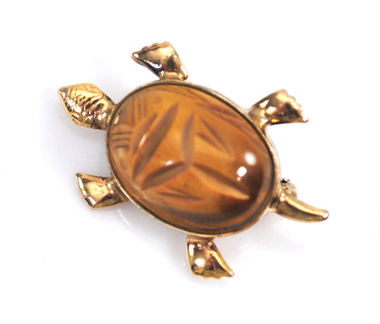 Vintage Gold Filled Scarab Turtle Brooch