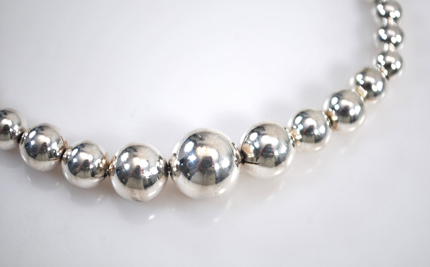 Sterling Silver Graduated Bead Ball Necklace, 18 Inches