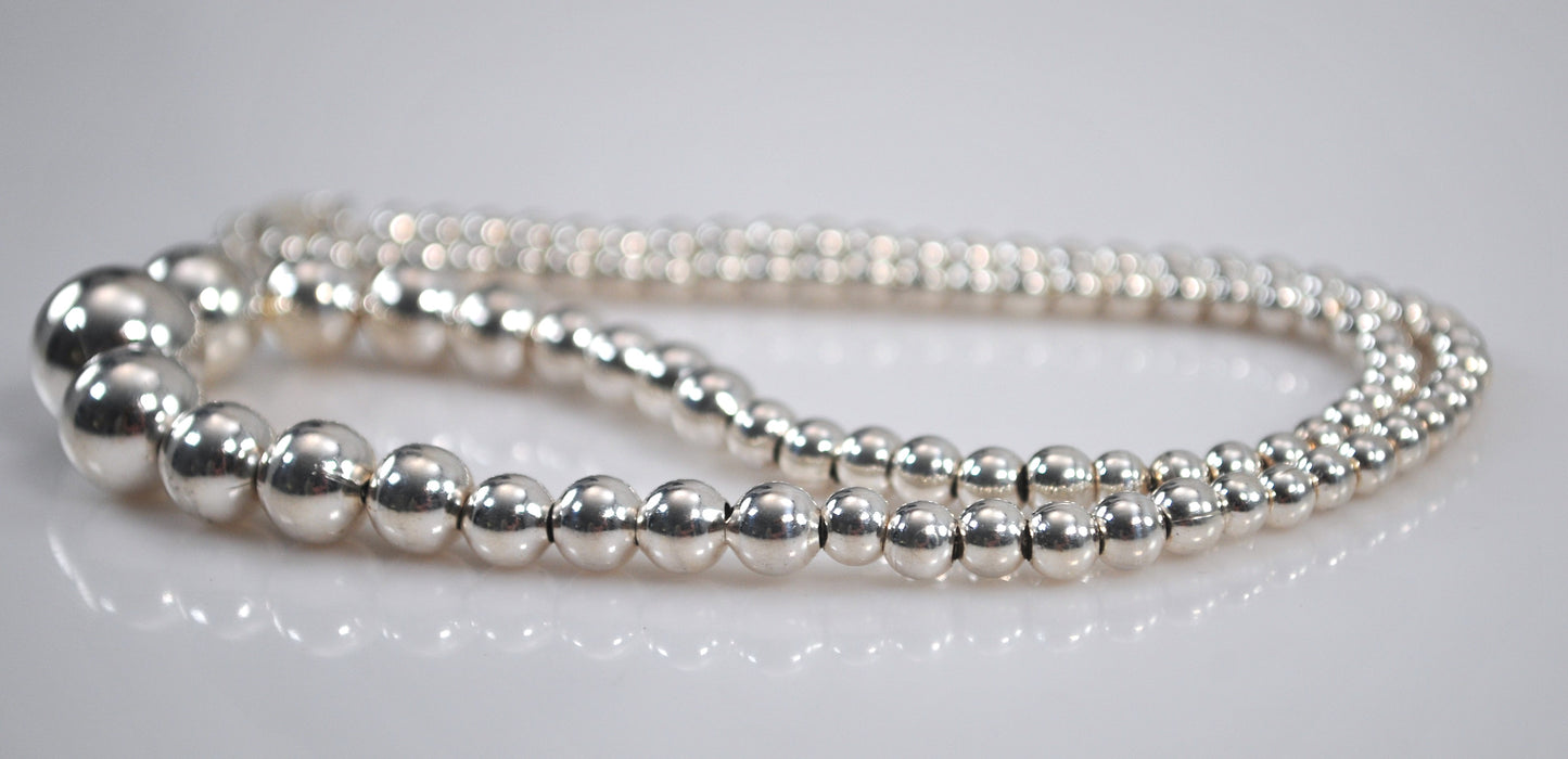 Sterling Silver Graduated Bead Ball Necklace, 18 Inches
