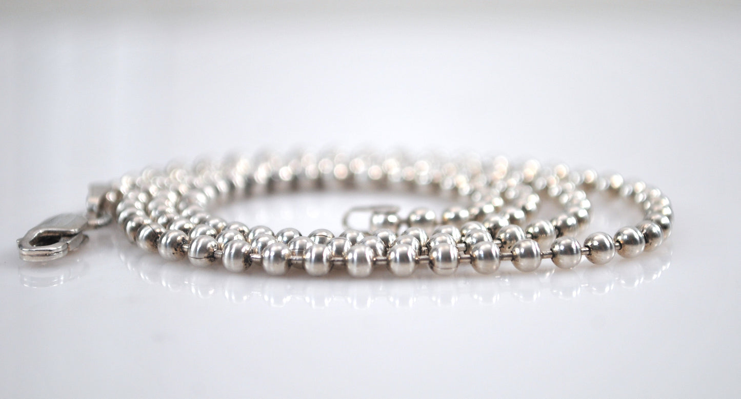 925 Sterling Silver 3mm Bead Ball Chain Necklace