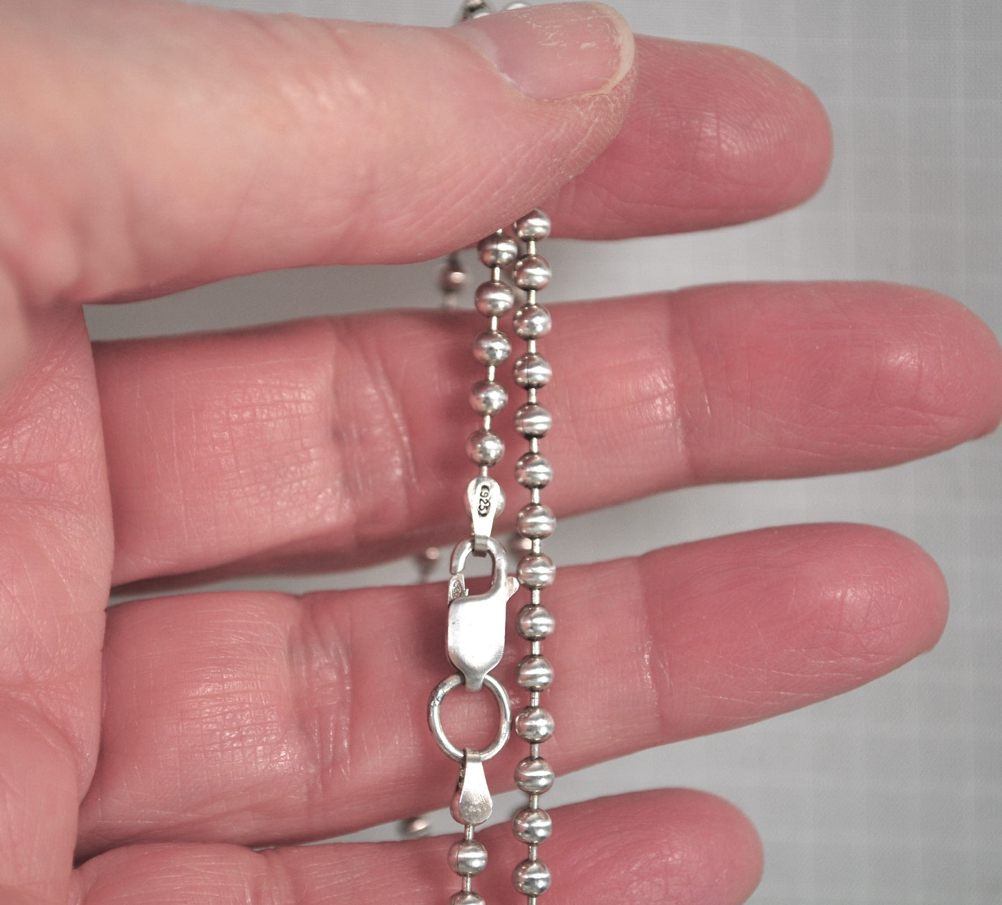 925 Sterling Silver 3mm Bead Ball Chain Necklace