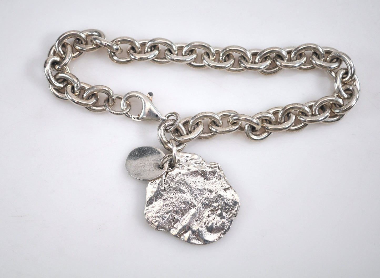 Sterling Silver Initial B Rolo Charm Bracelet