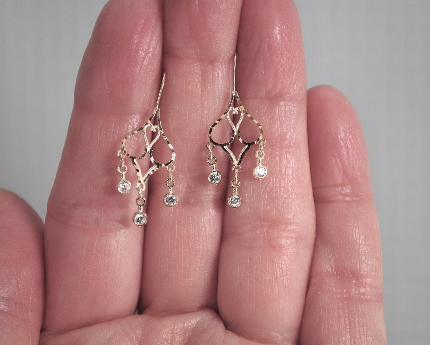 LIGHTWEIGHT 14K Gold Chandelier Earrings