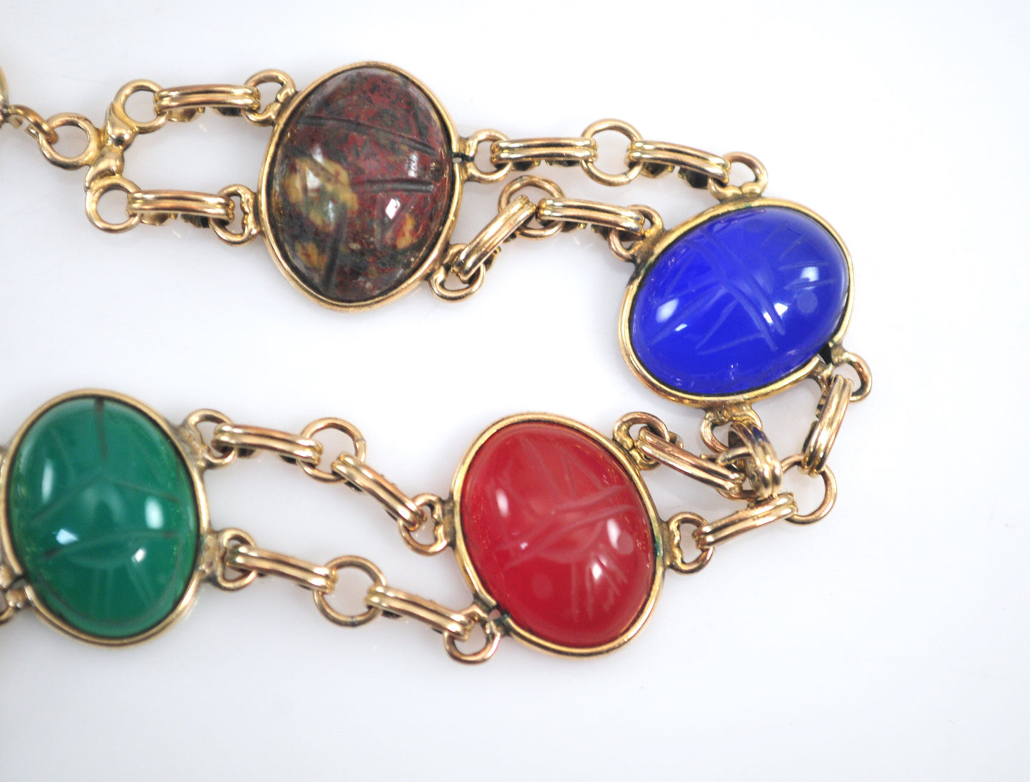 Vintage Gold Filled Double Link Scarab Bracelet