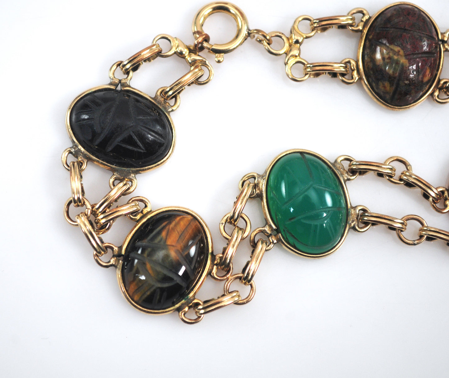 Vintage Gold Filled Double Link Scarab Bracelet