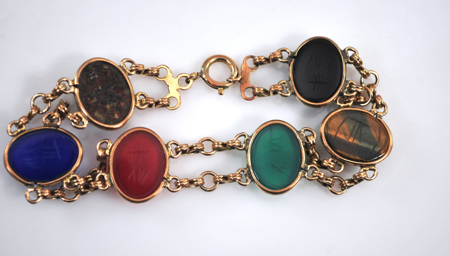Vintage Gold Filled Double Link Scarab Bracelet