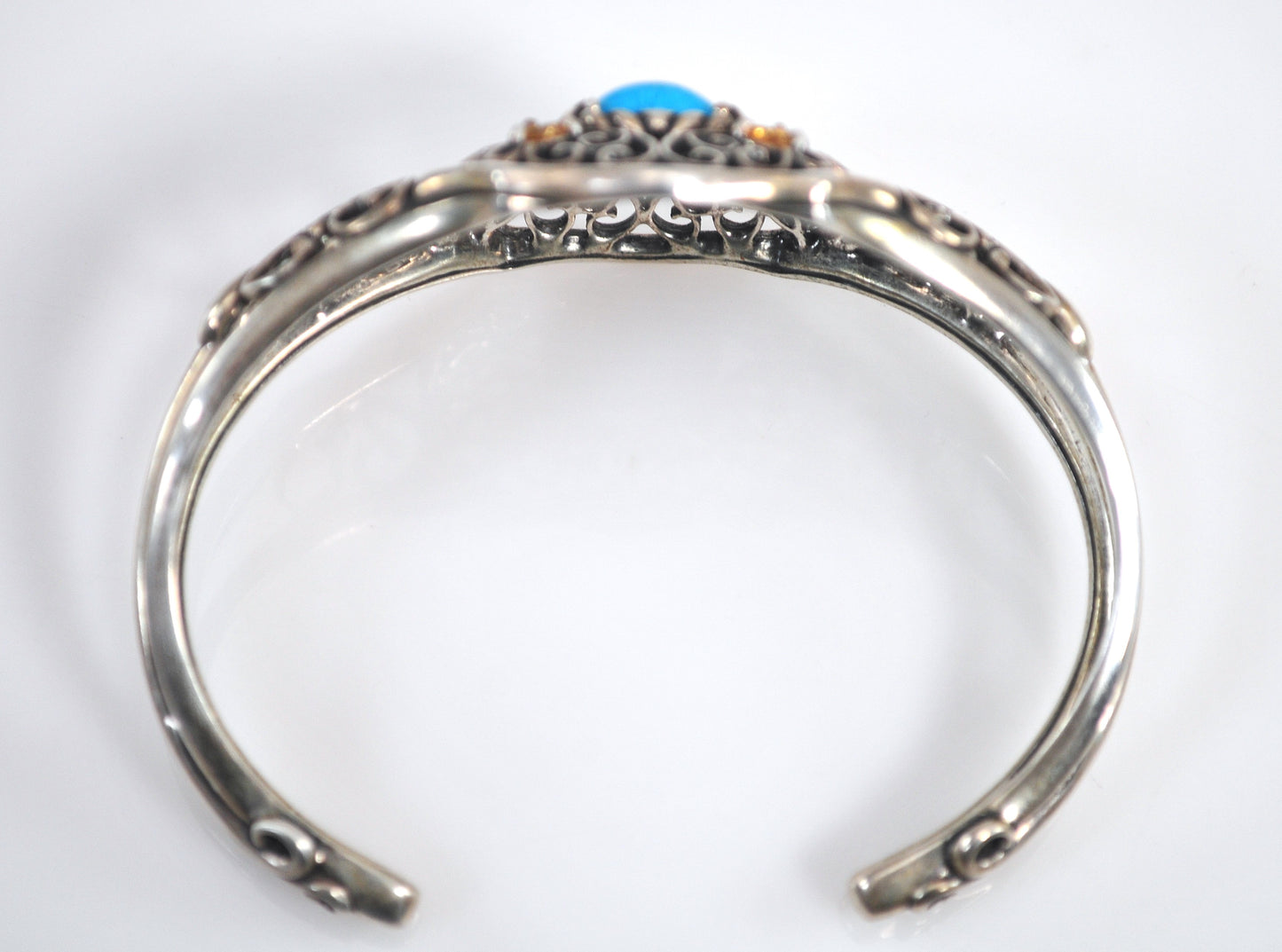 Carolyn Pollack Relios Sterling Silver Turquoise Citrine Cuff Bracelet