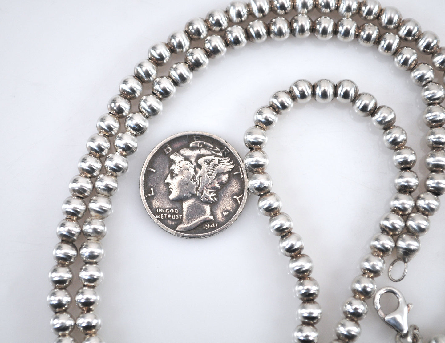 925 Sterling Silver 4mm Bead Ball Chain Necklace