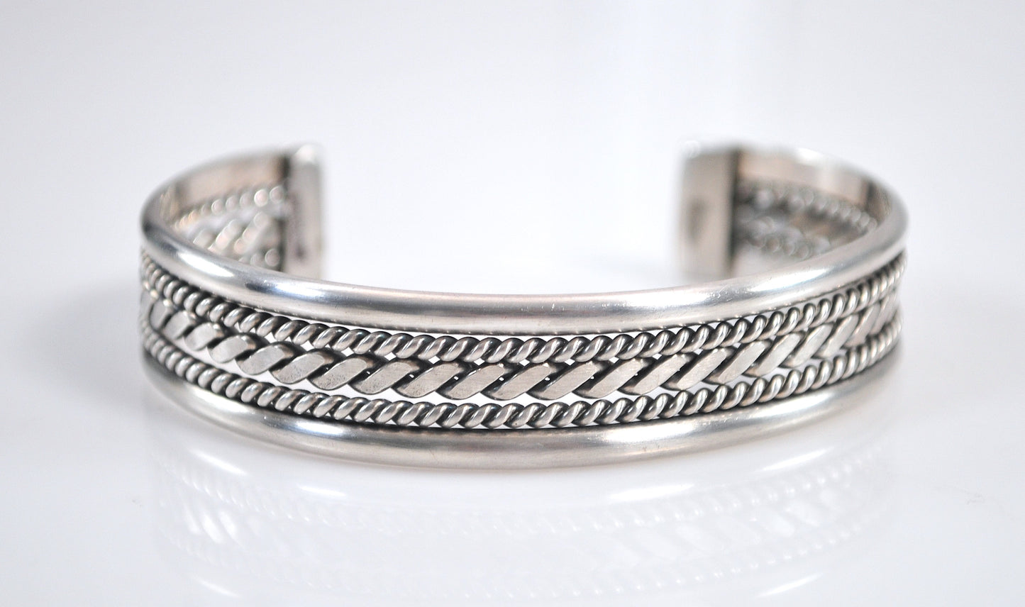Vintage Native American Sterling Silver Cuff Bracelet