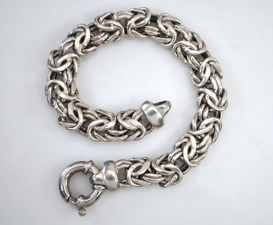 Chunky Sterling Silver Byzantine Bracelet
