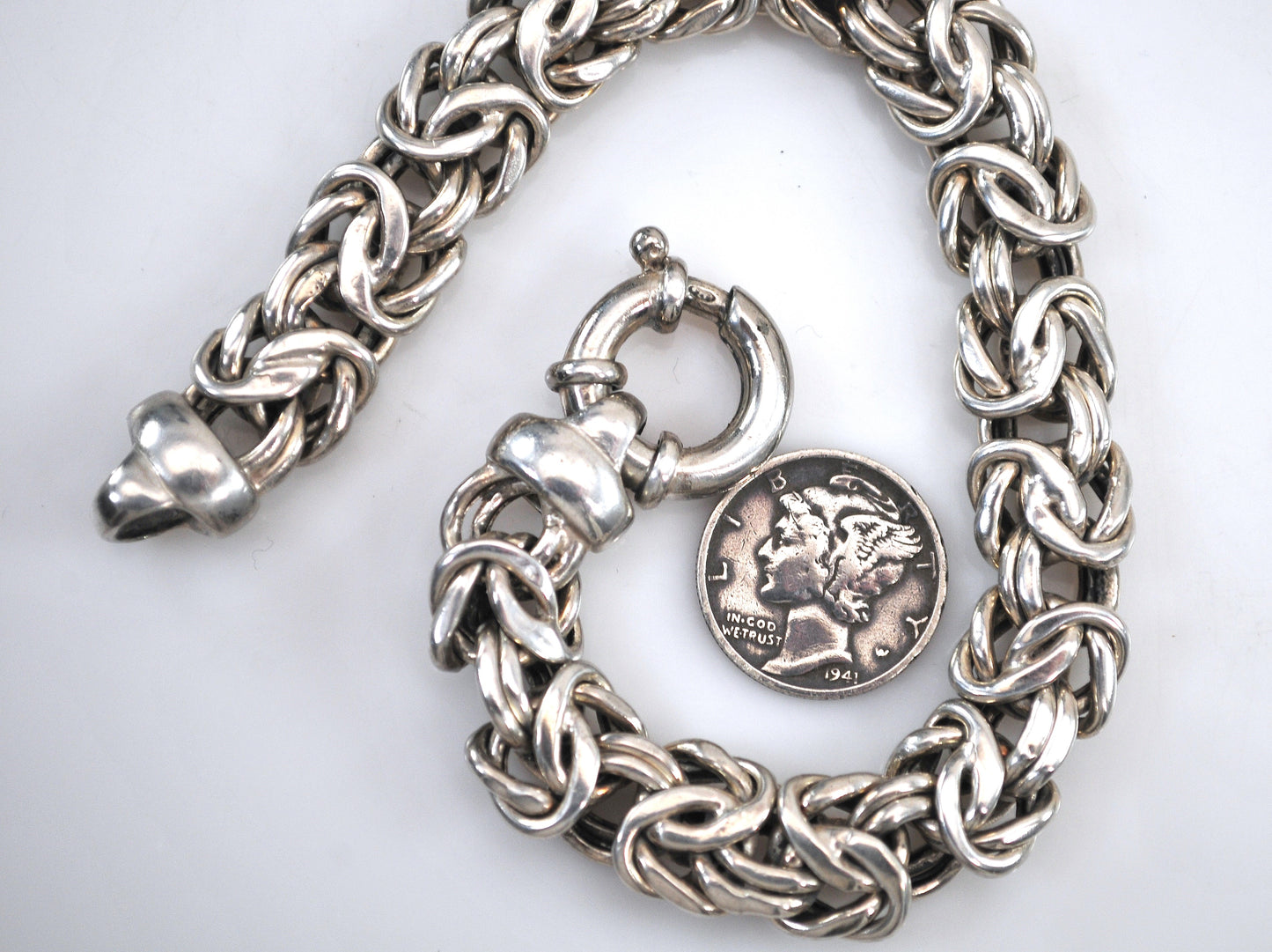 Chunky Sterling Silver Byzantine Bracelet