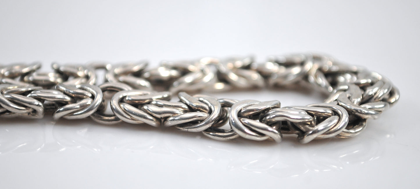 Chunky Sterling Silver Byzantine Bracelet