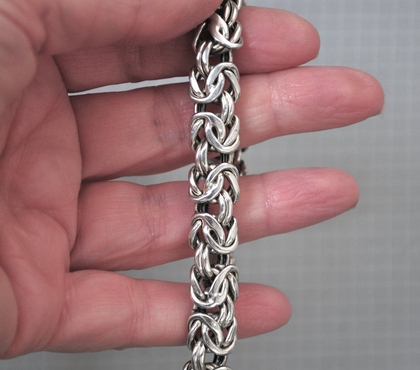 Chunky Sterling Silver Byzantine Bracelet