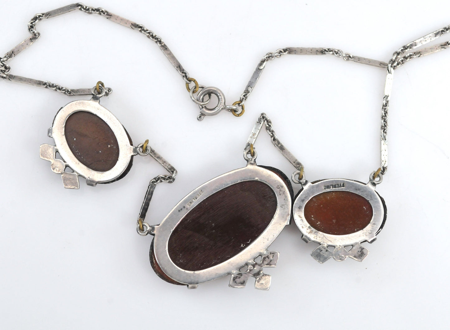 Art Deco Sterling Silver Carnelian Choker Necklace