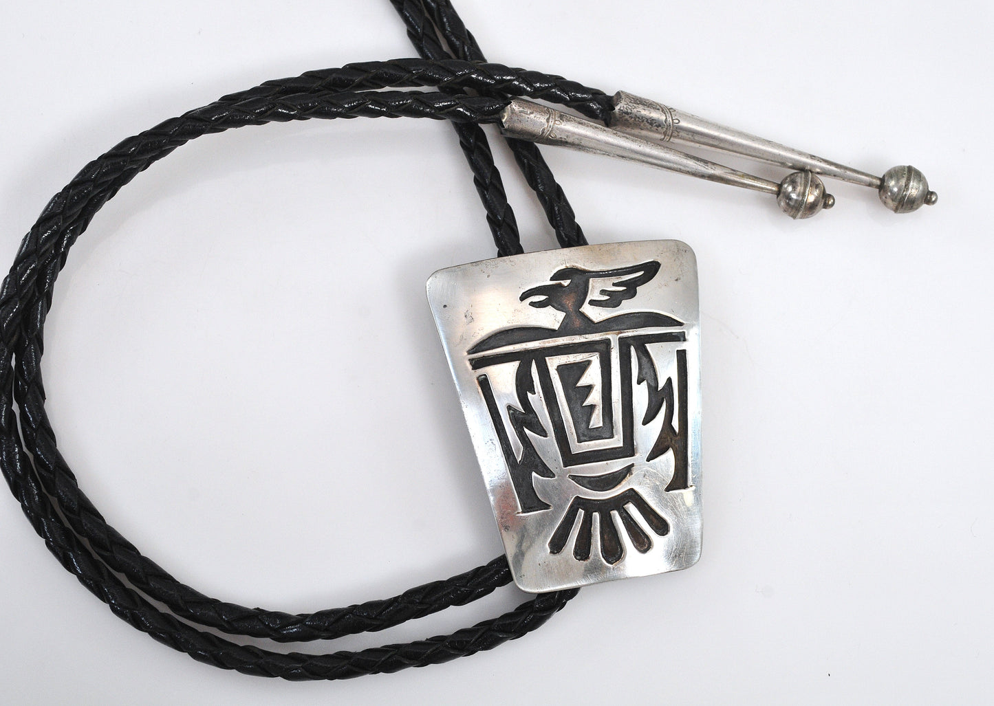 Signed Navajo Sterling Silver Thunderbird Bolo