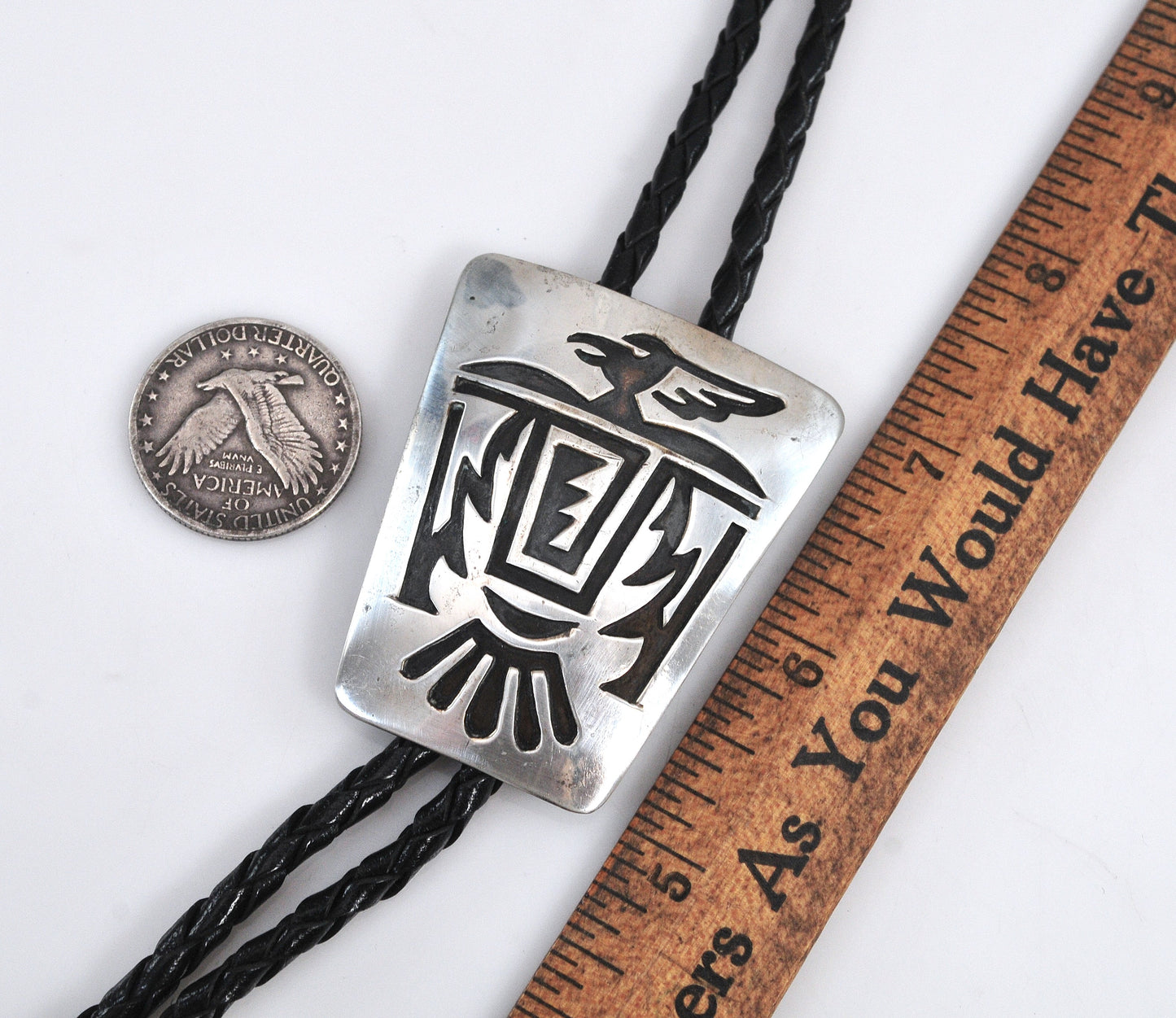 Signed Navajo Sterling Silver Thunderbird Bolo