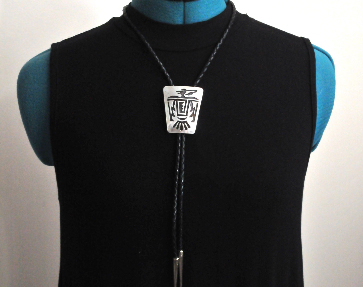 Signed Navajo Sterling Silver Thunderbird Bolo