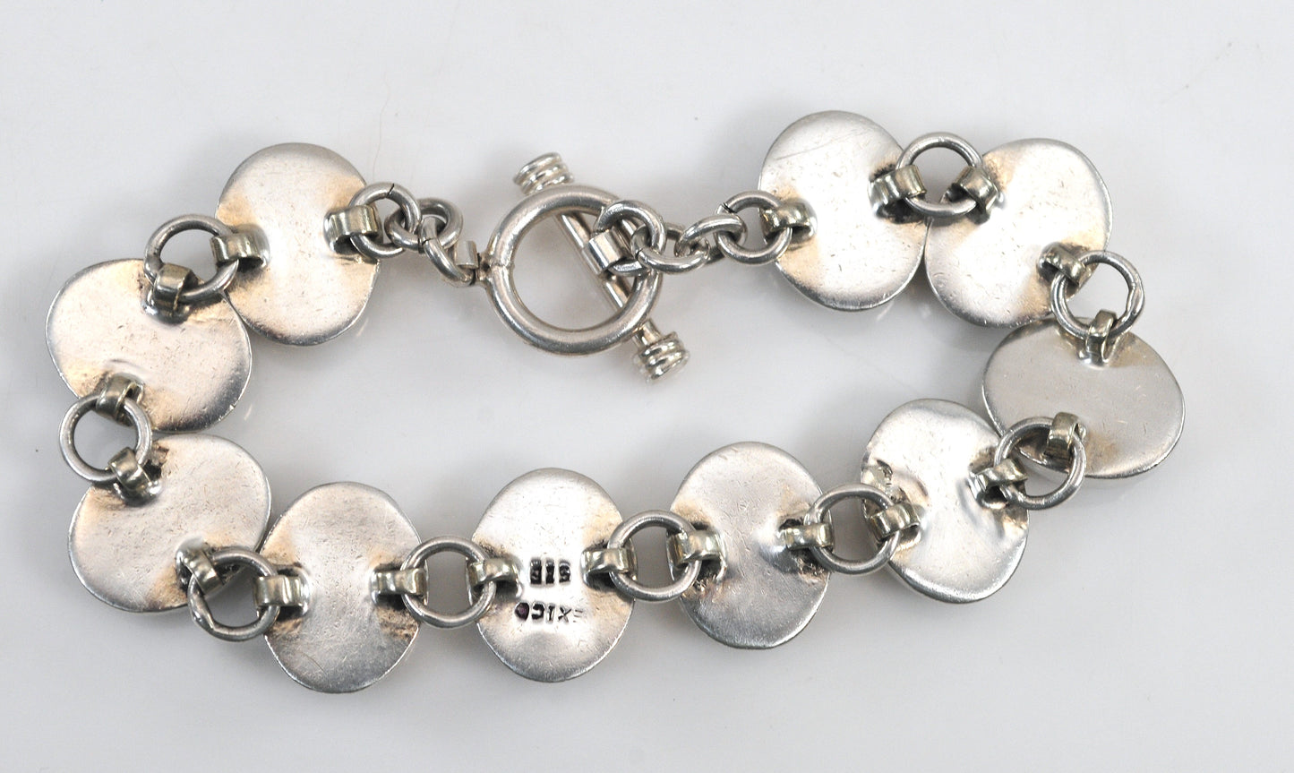 Heavy Sterling Silver Multi-Stone Bracelet
