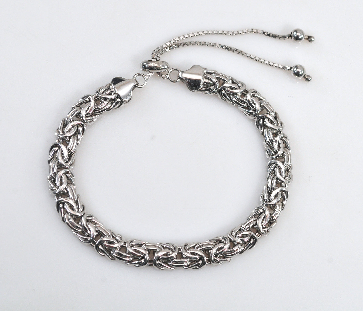 Designer Sterling Silver Byzantine Slider Bracelet