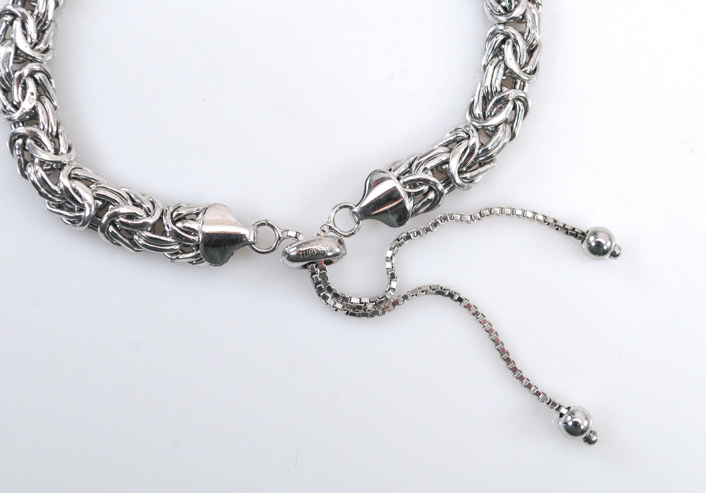 Designer Sterling Silver Byzantine Slider Bracelet