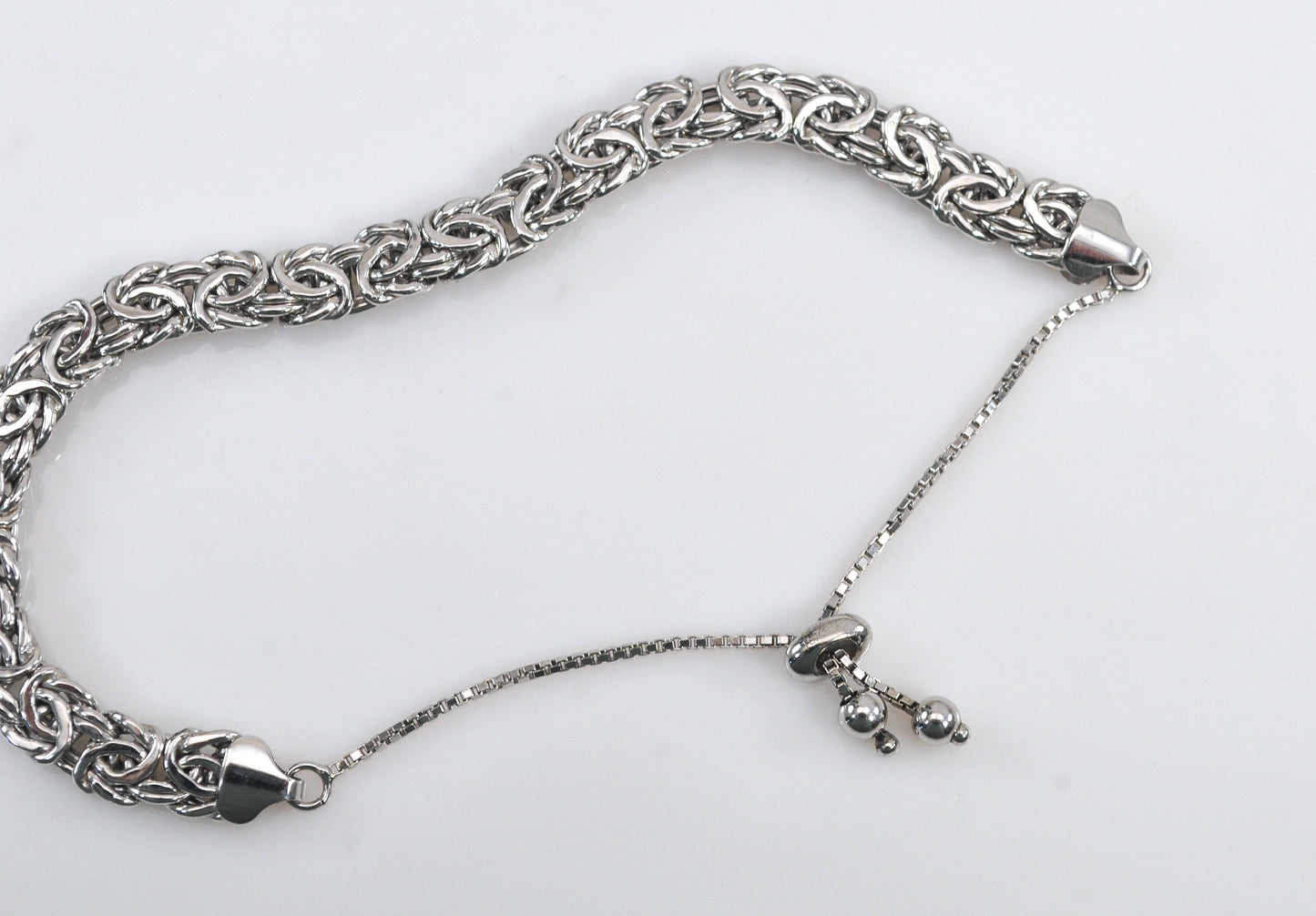 Designer Sterling Silver Byzantine Slider Bracelet