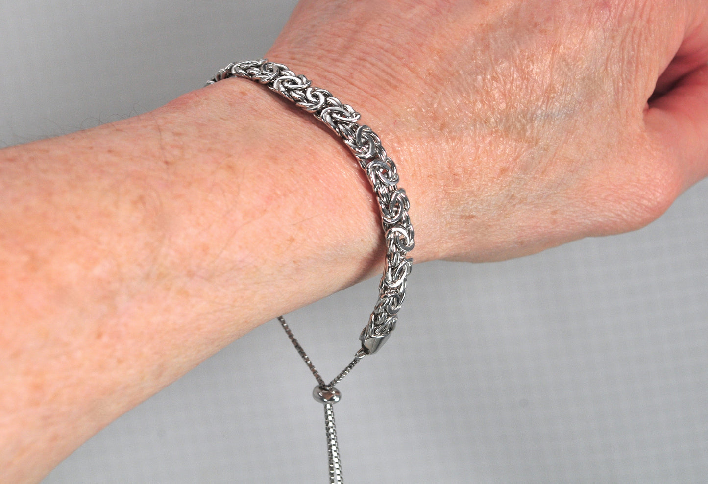 Designer Sterling Silver Byzantine Slider Bracelet