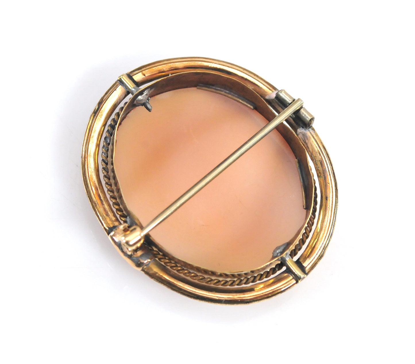 Antique Gold Filled Carved Scenic Carved Shell Cameo Brooch
