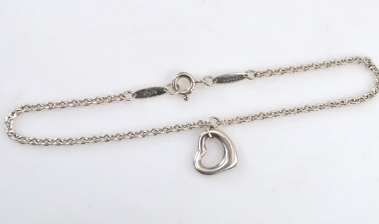 Estate Sterling Silver Elsa Peretti Tiffany Heart Charm Bracelet