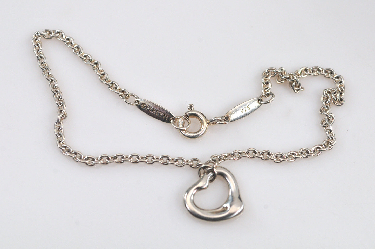 Estate Sterling Silver Elsa Peretti Tiffany Heart Charm Bracelet