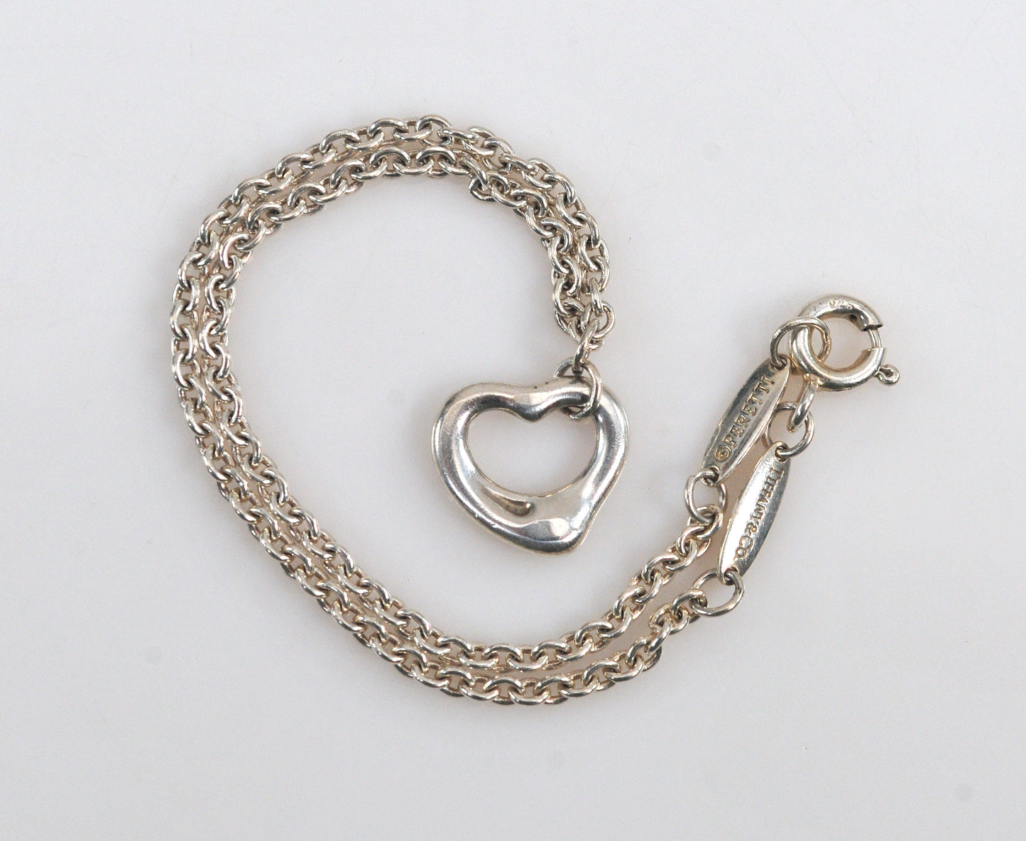 Estate Sterling Silver Elsa Peretti Tiffany Heart Charm Bracelet