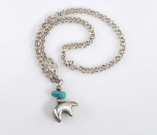 Relios Sterling Silver Turquoise Bear Ankle Bracelet