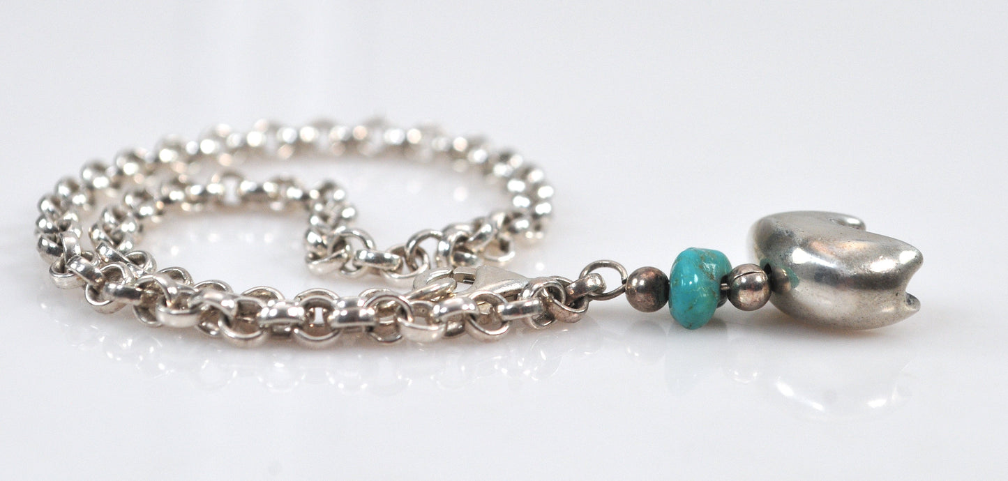 Relios Sterling Silver Turquoise Bear Ankle Bracelet