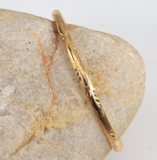 Narrow 14K Gold Bangle Bracelet