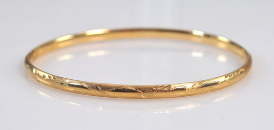Narrow 14K Gold Bangle Bracelet