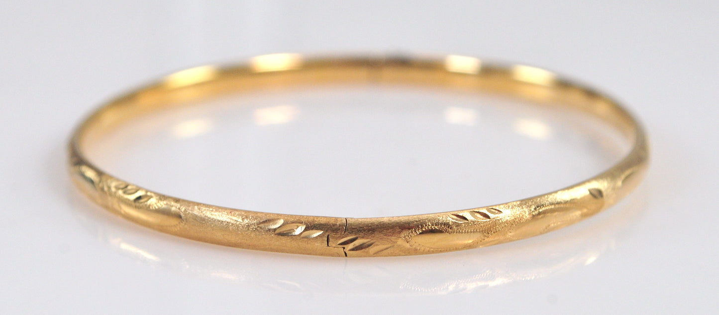 Narrow 14K Gold Bangle Bracelet
