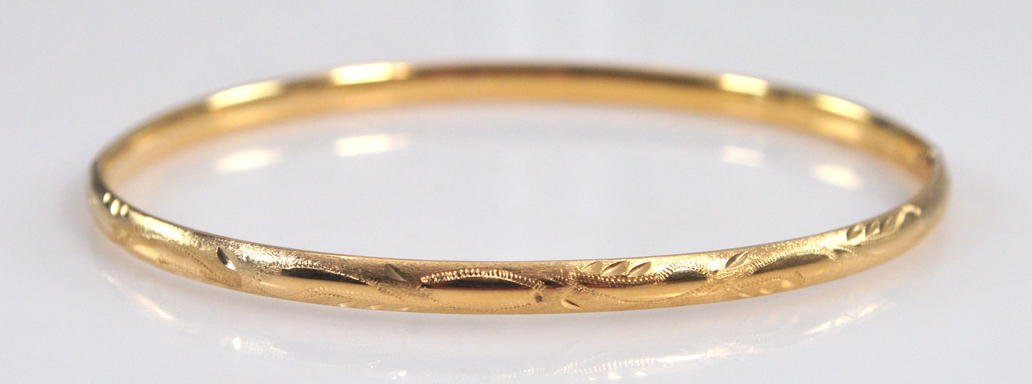 Narrow 14K Gold Bangle Bracelet