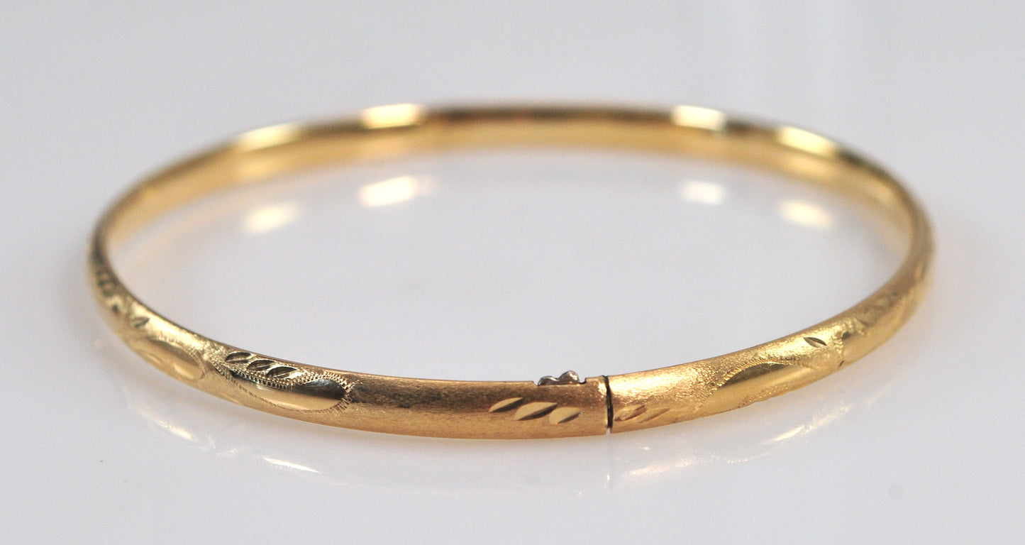 Narrow 14K Gold Bangle Bracelet